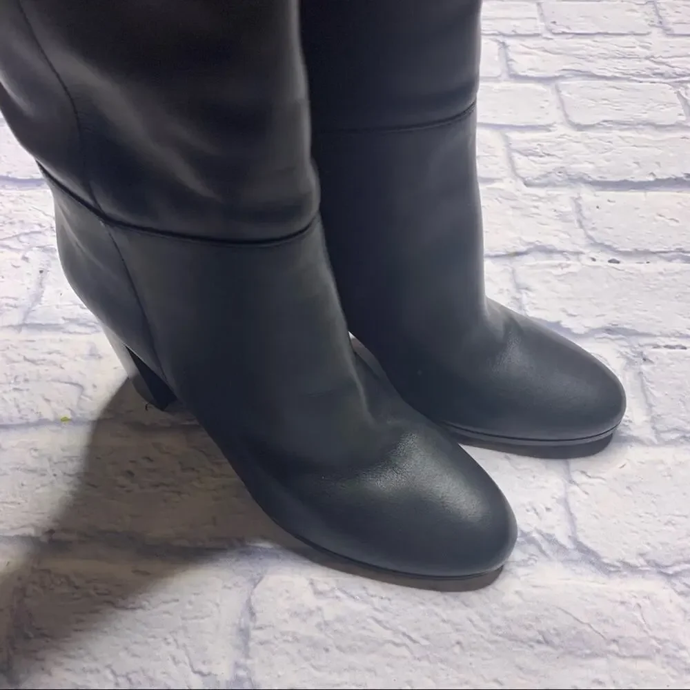 Maje Over The Knee Leather Boots in Black